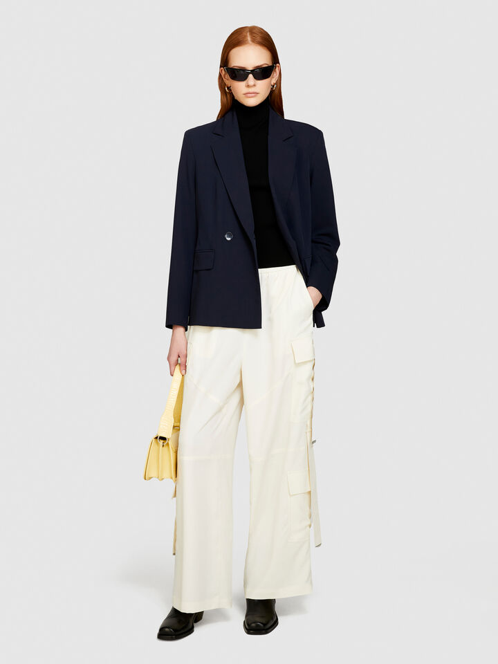 Double-breasted slim fit blazer - women's blazers - Dark Blue | Sisley image number 1